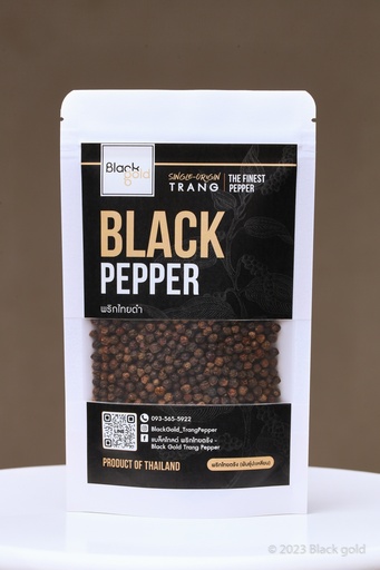 Black Trang peppercorns in 100 g zip lock pouch bag